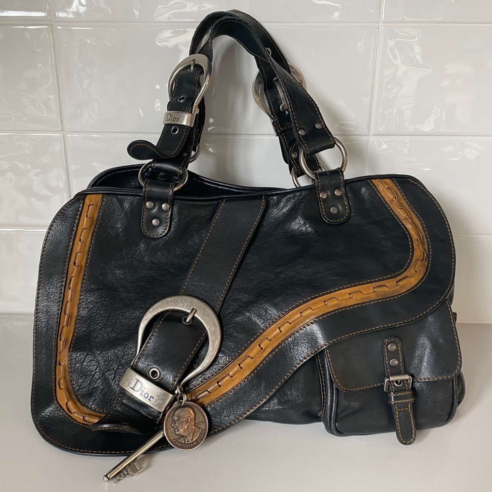 Christian Dior leather Goucho bag with flap